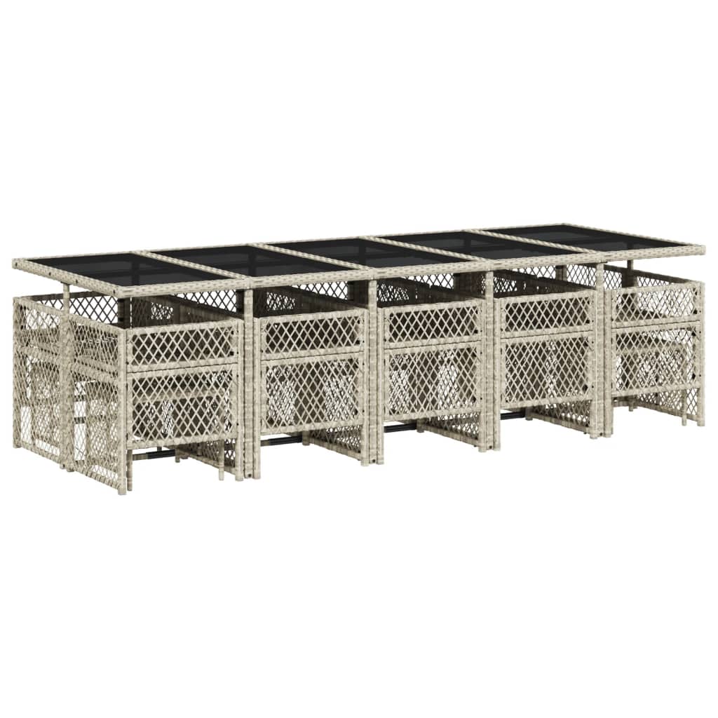 vidaXL Σετ Τραπεζαρίας Κήπου 15 τεμ. Αν. Γκρι Συνθ. Ρατάν με Μαξιλάρια