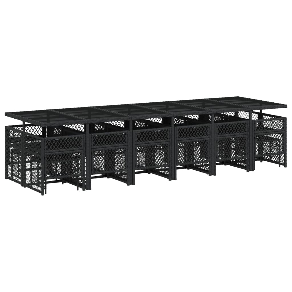 vidaXL Σετ Τραπεζαρίας Κήπου 17 τεμ Μαύρο από Συνθ. Ρατάν με Μαξιλάρια