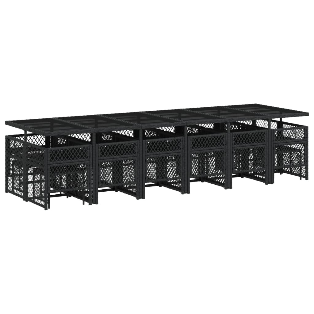 vidaXL Σετ Τραπεζαρίας Κήπου 17 τεμ Μαύρο από Συνθ. Ρατάν με Μαξιλάρια