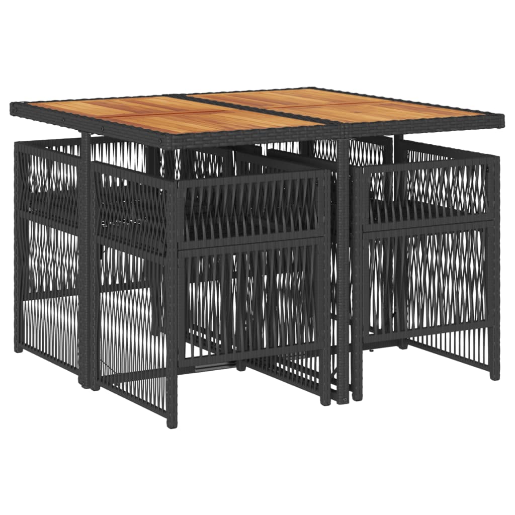 vidaXL Σετ Τραπεζαρίας Κήπου 5 Τεμαχίων Μαύρο Συνθ. Ρατάν με Μαξιλάρια