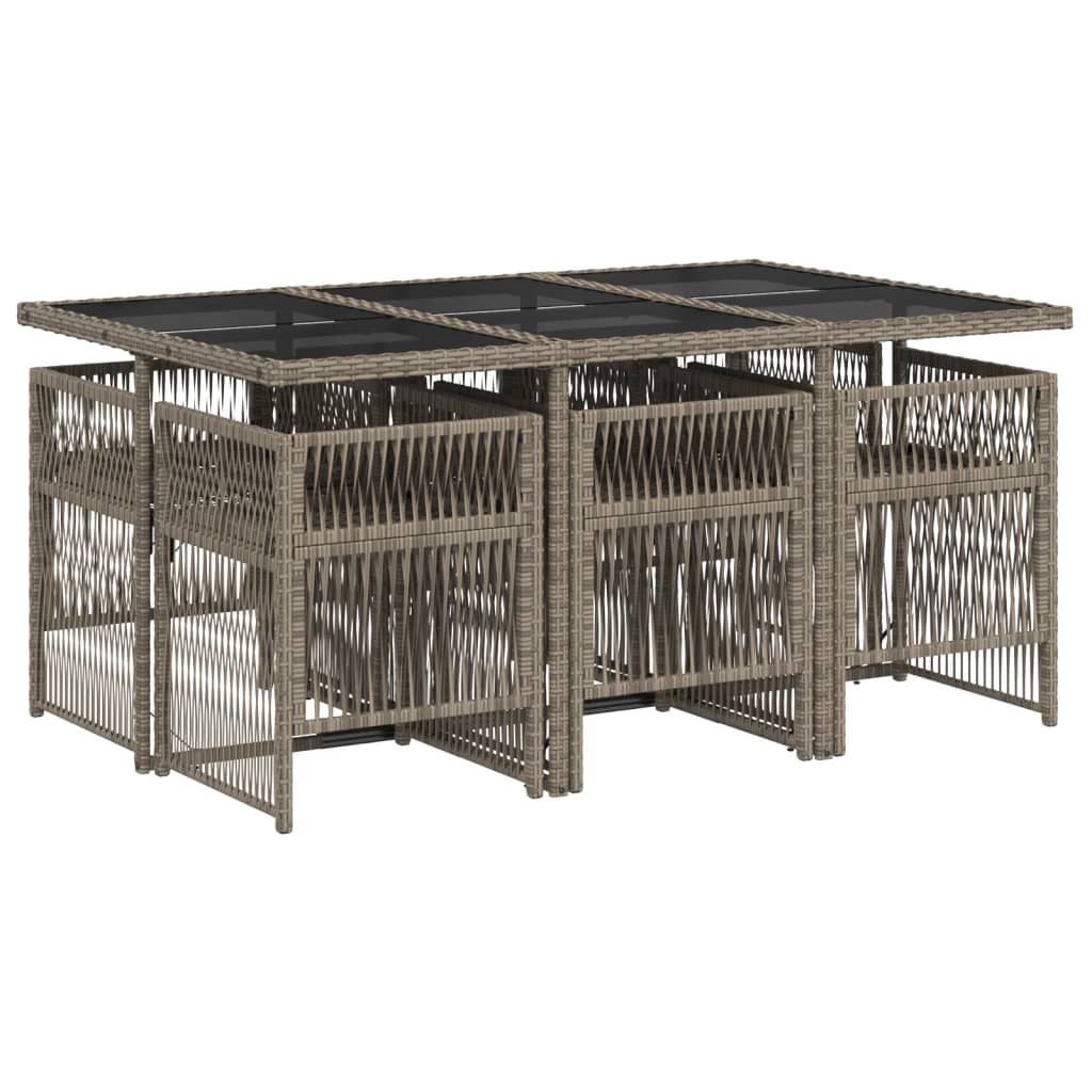 vidaXL Σετ Τραπεζαρίας Κήπου 7 τεμ. Γκρι Συνθ. Ρατάν με Μαξιλάρια