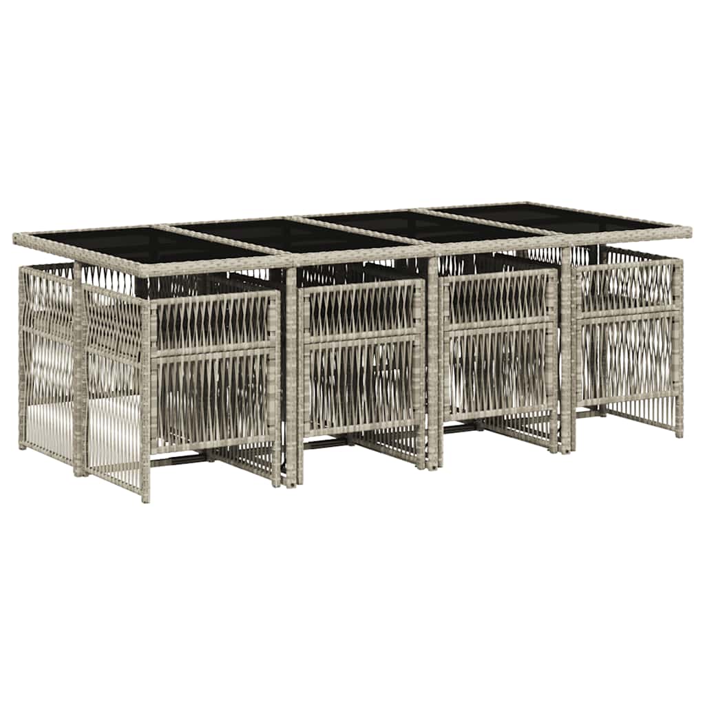 vidaXL Σετ Τραπεζαρίας Κήπου 9 τεμ. Αν. Γκρι Συνθ. Ρατάν με Μαξιλάρια