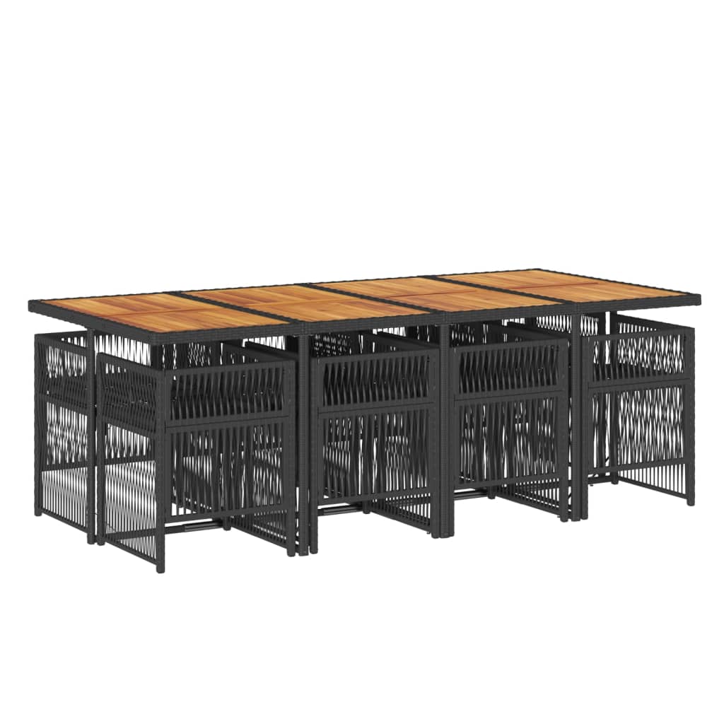 vidaXL Σετ Τραπεζαρίας Κήπου 9 τεμ Μαύρο από Συνθ. Ρατάν με Μαξιλάρια