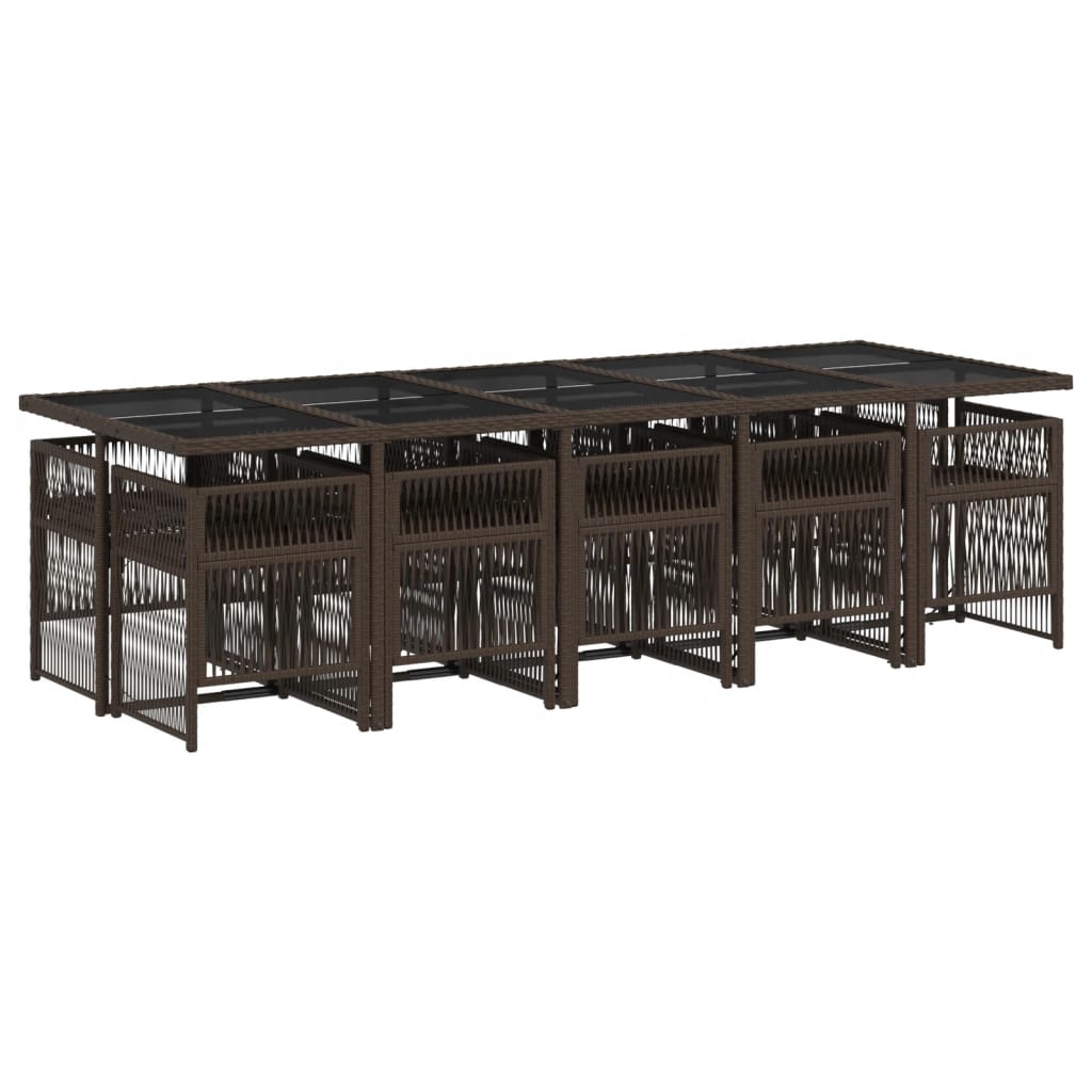 vidaXL Σετ Τραπεζαρίας Κήπου 11 τεμ. Καφέ Συνθετικό Ρατάν με Μαξιλάρια