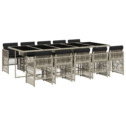 vidaXL Σετ Τραπεζαρίας Κήπου 11 τεμ. Αν. Γκρι Συνθ. Ρατάν με Μαξιλάρια