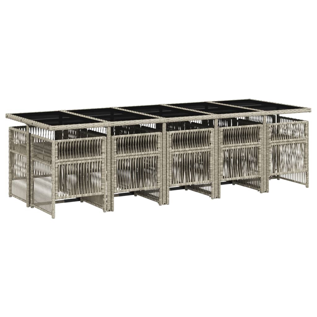 vidaXL Σετ Τραπεζαρίας Κήπου 11 τεμ. Αν. Γκρι Συνθ. Ρατάν με Μαξιλάρια