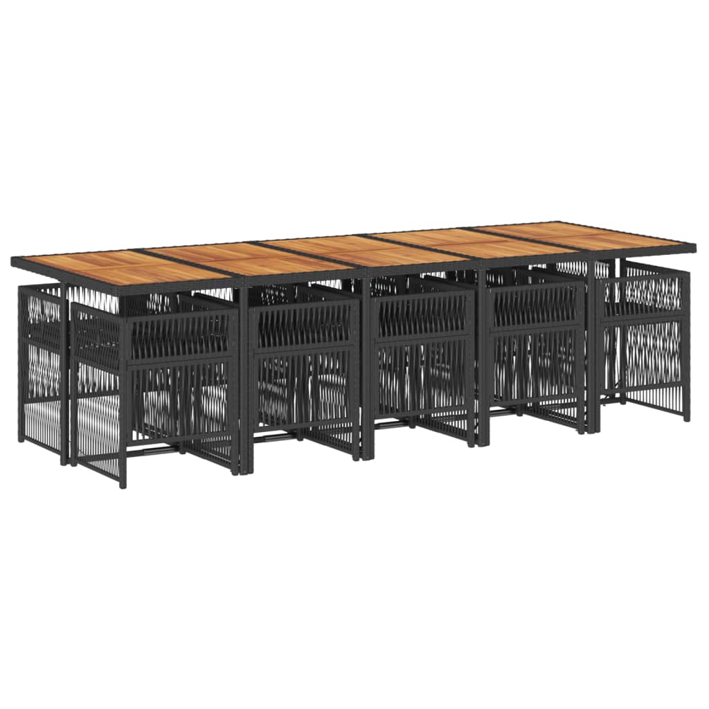 vidaXL Σετ Τραπεζαρίας Κήπου 11 τεμ Μαύρο από Συνθ. Ρατάν με Μαξιλάρια