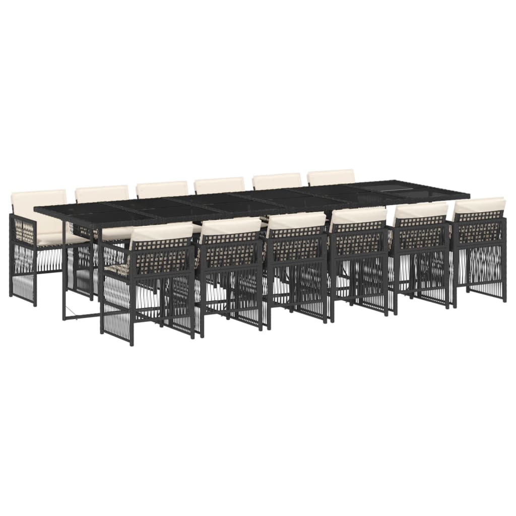 vidaXL Σετ Τραπεζαρίας Κήπου 13τεμ. Μαύρο από Συνθ. Ρατάν με Μαξιλάρια