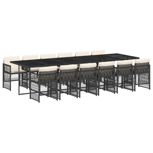 vidaXL Σετ Τραπεζαρίας Κήπου 13τεμ. Μαύρο από Συνθ. Ρατάν με Μαξιλάρια