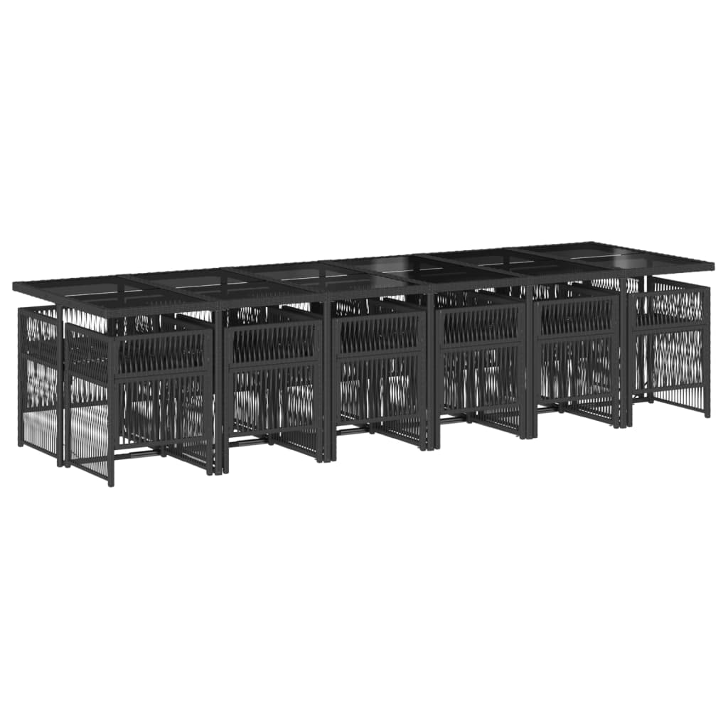 vidaXL Σετ Τραπεζαρίας Κήπου 13τεμ. Μαύρο από Συνθ. Ρατάν με Μαξιλάρια