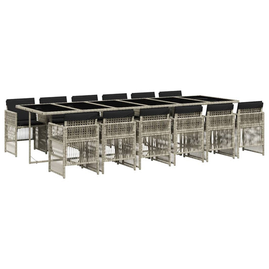 vidaXL Τραπεζαρία Κήπου 13 Τεμαχίων Γκρι Συνθετικό Ρατάν με Μαξιλάρια