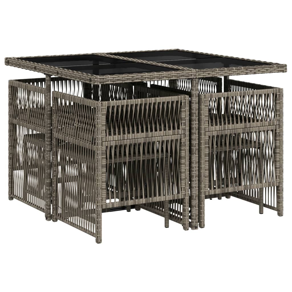 vidaXL Σετ Τραπεζαρίας Κήπου 9 τεμ. Γκρι Συνθ. Ρατάν με Μαξιλάρια