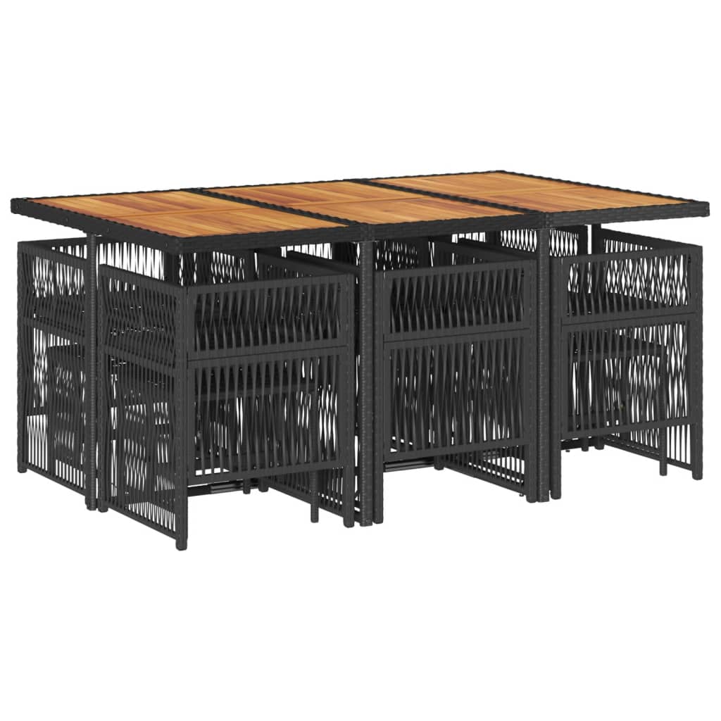 vidaXL Σετ Τραπεζαρίας Κήπου 11 τεμ Μαύρο από Συνθ. Ρατάν με Μαξιλάρια