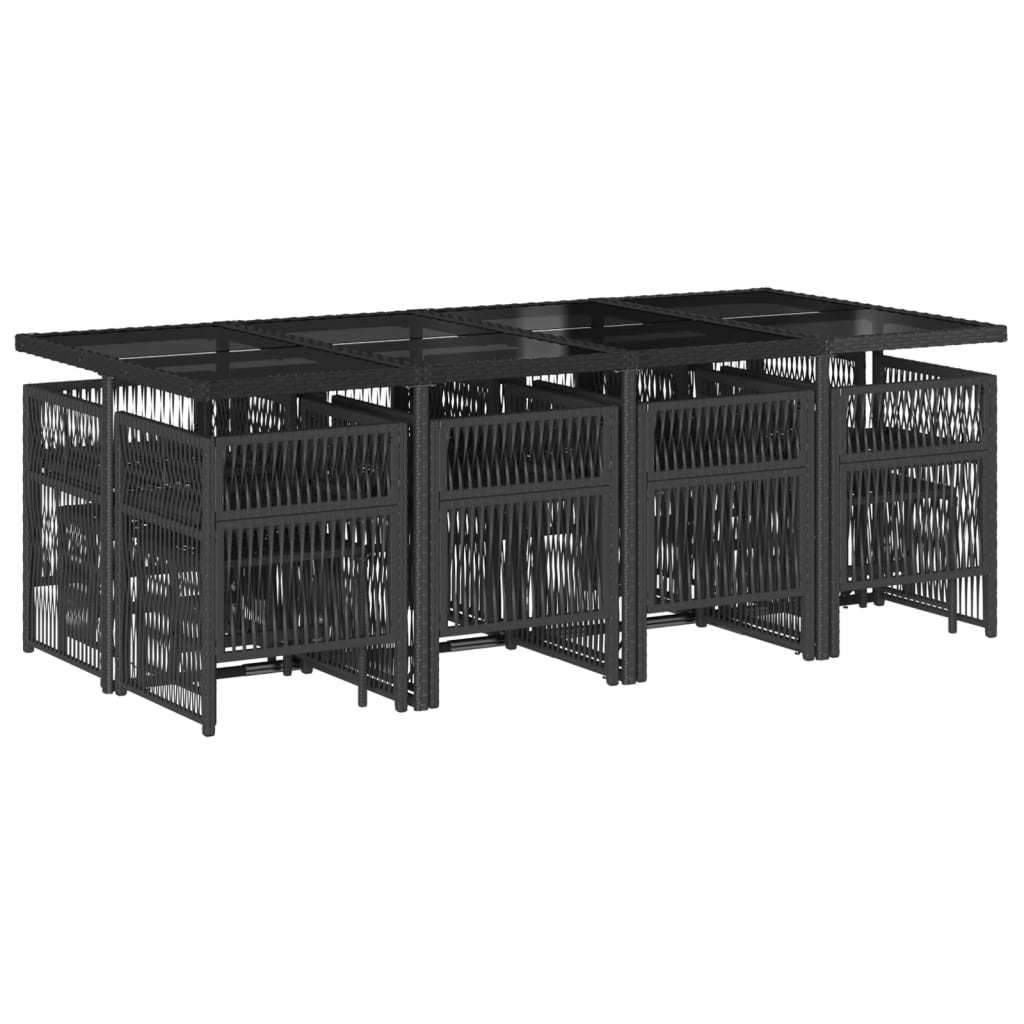 vidaXL Σετ Τραπεζαρίας Κήπου 13τεμ. Μαύρο από Συνθ. Ρατάν με Μαξιλάρια