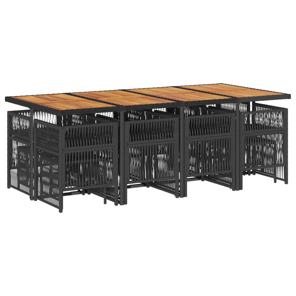 vidaXL Σετ Τραπεζαρίας Κήπου 13τεμ. Μαύρο από Συνθ. Ρατάν με Μαξιλάρια