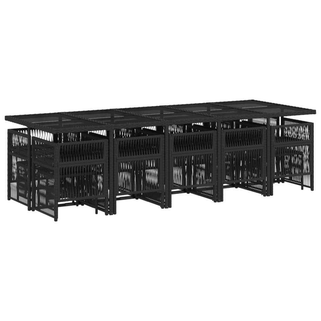 vidaXL Σετ Τραπεζαρίας Κήπου 15 τεμ Μαύρο από Συνθ. Ρατάν με Μαξιλάρια