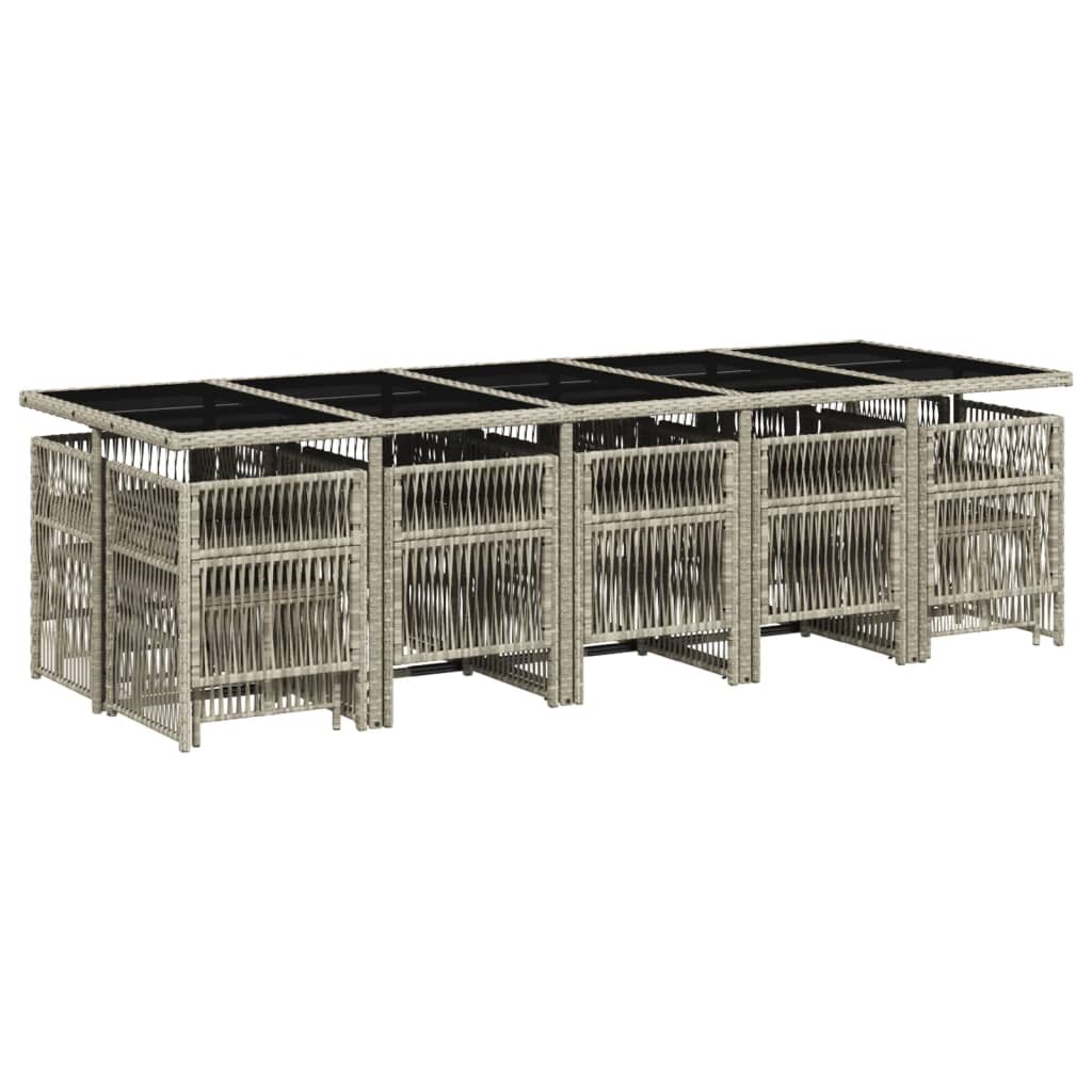 vidaXL Σετ Τραπεζαρίας Κήπου 15 τεμ. Αν. Γκρι Συνθ. Ρατάν με Μαξιλάρια