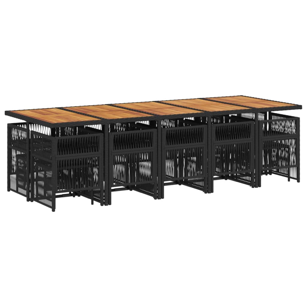 vidaXL Σετ Τραπεζαρίας Κήπου 15 τεμ Μαύρο από Συνθ. Ρατάν με Μαξιλάρια