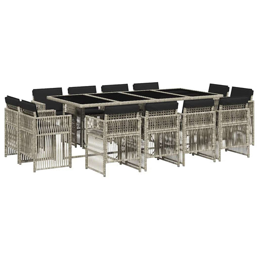 vidaXL Τραπεζαρία Κήπου 13 Τεμαχίων Γκρι Συνθετικό Ρατάν με Μαξιλάρια