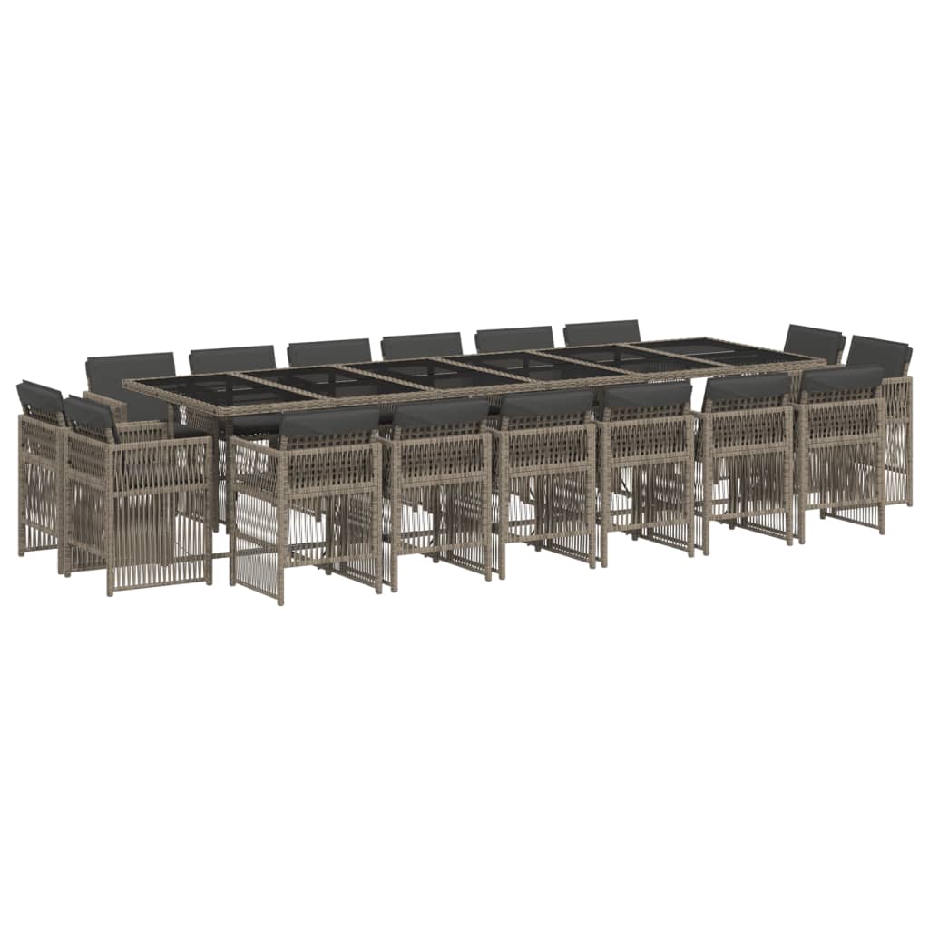 vidaXL Σετ Τραπεζαρίας Κήπου 17 τεμ. Γκρι από Συνθ. Ρατάν με Μαξιλάρια