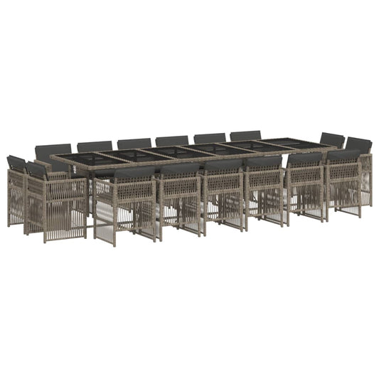 vidaXL Σετ Τραπεζαρίας Κήπου 17 τεμ. Γκρι από Συνθ. Ρατάν με Μαξιλάρια