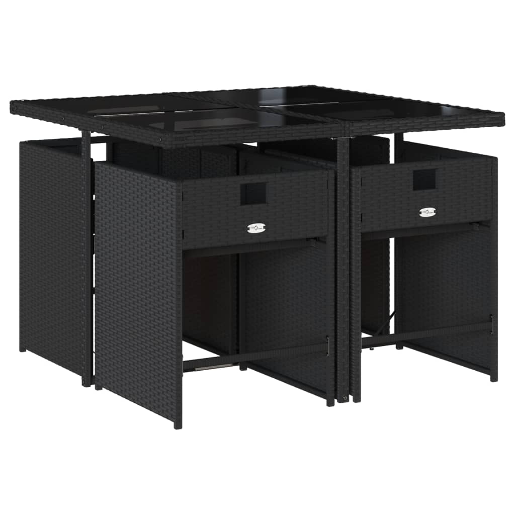 vidaXL Σετ Τραπεζαρίας Κήπου 5 Τεμαχίων Μαύρο Συνθ. Ρατάν με Μαξιλάρια