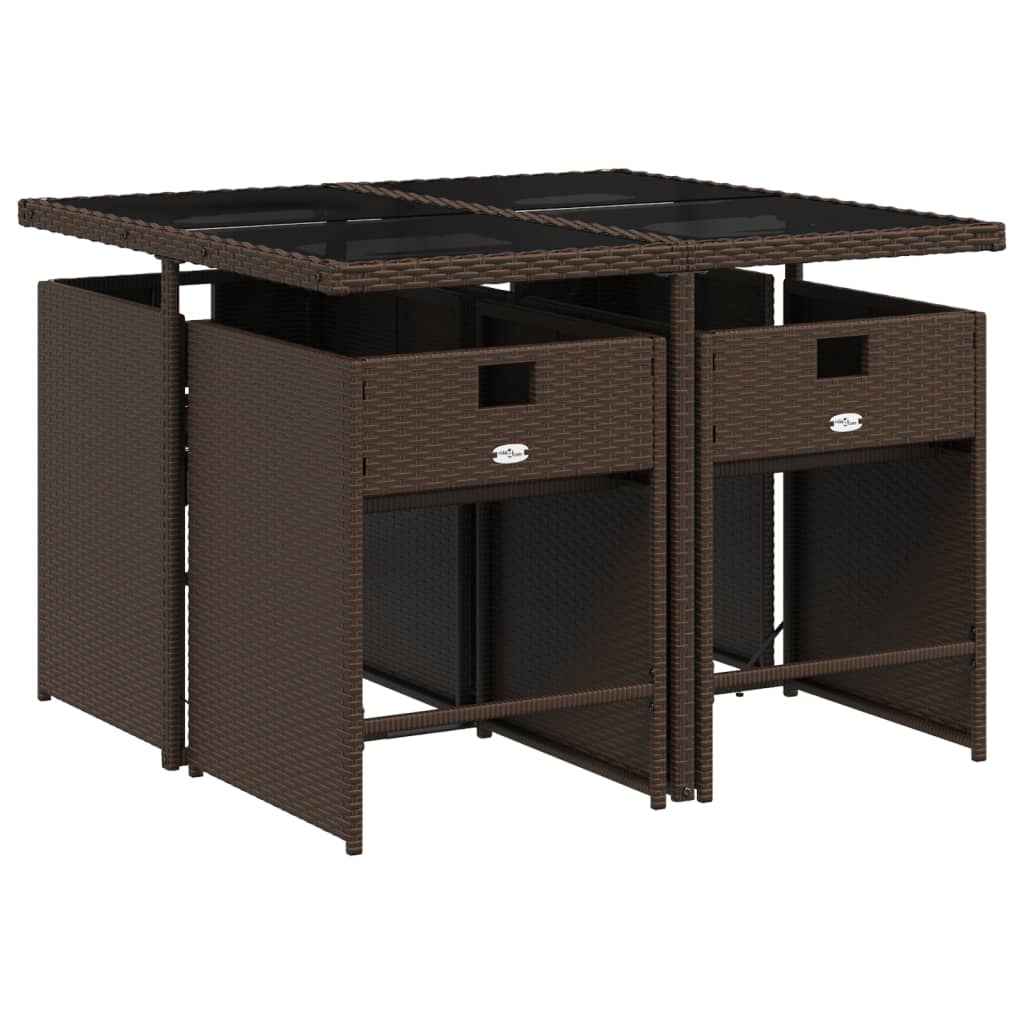 vidaXL Σετ Τραπεζαρίας Κήπου 5 Τεμαχίων Καφέ Συνθ. Ρατάν με Μαξιλάρια