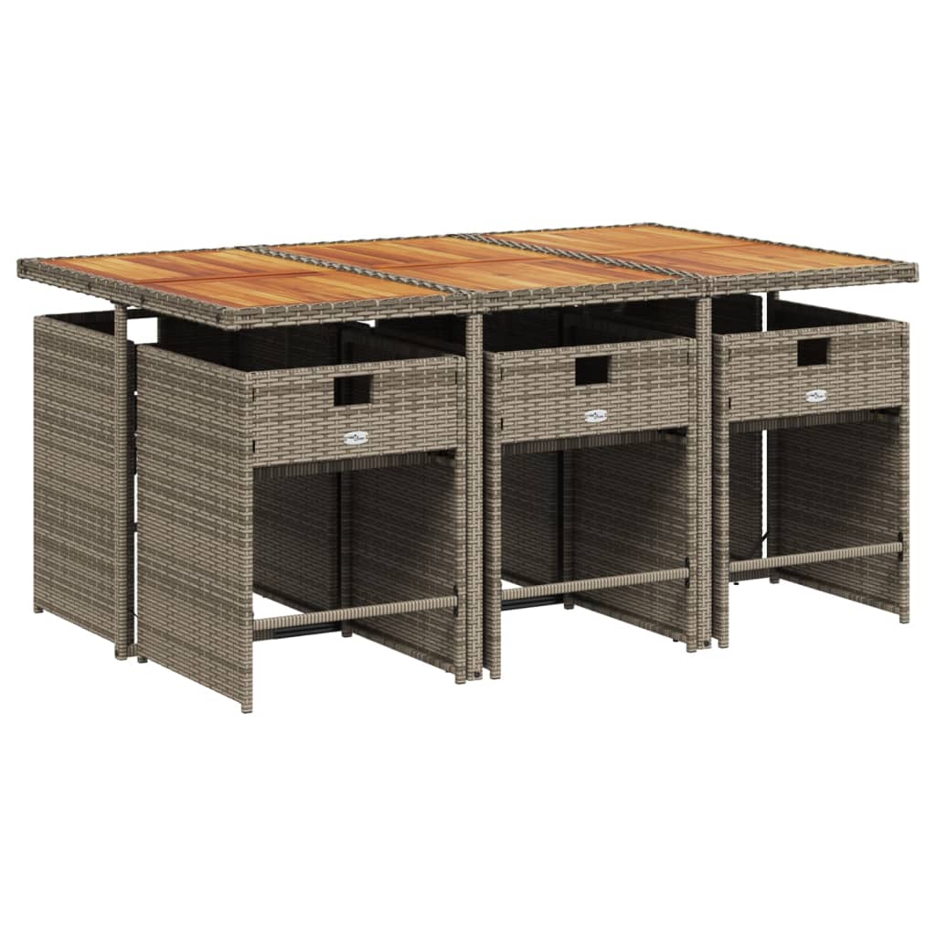 vidaXL Σετ Τραπεζαρίας Κήπου 7 τεμ. Γκρι Συνθ. Ρατάν με Μαξιλάρια