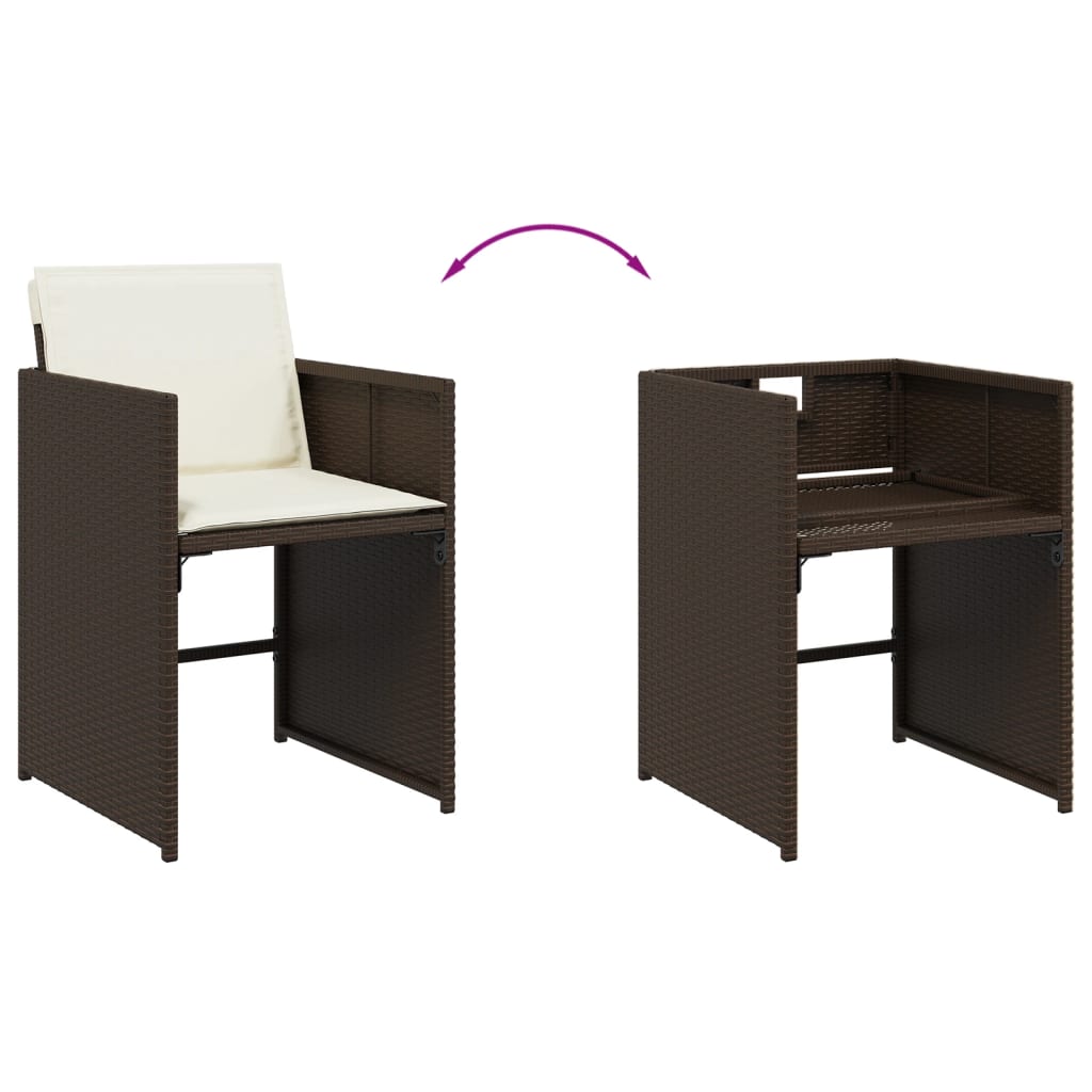 vidaXL Σετ Τραπεζαρίας Κήπου 13 τεμ. Καφέ από Συνθ. Ρατάν με Μαξιλάρια