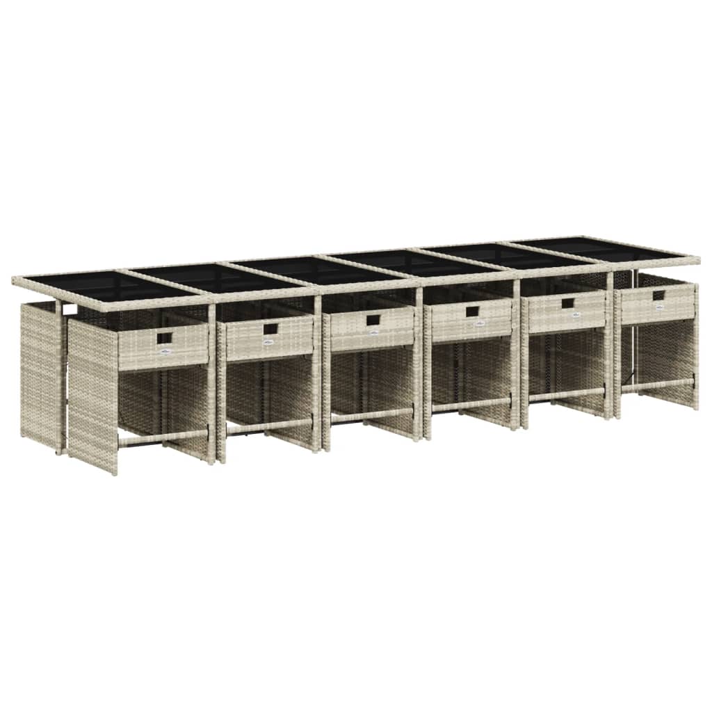 vidaXL Τραπεζαρία Κήπου 13 Τεμαχίων Γκρι Συνθετικό Ρατάν με Μαξιλάρια