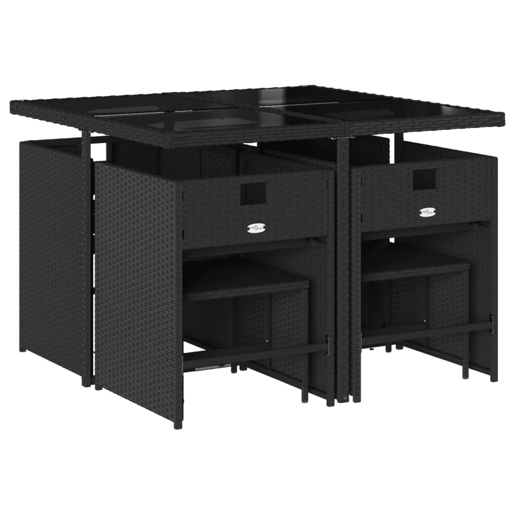 vidaXL Σετ Τραπεζαρίας Κήπου 9 τεμ Μαύρο από Συνθ. Ρατάν με Μαξιλάρια