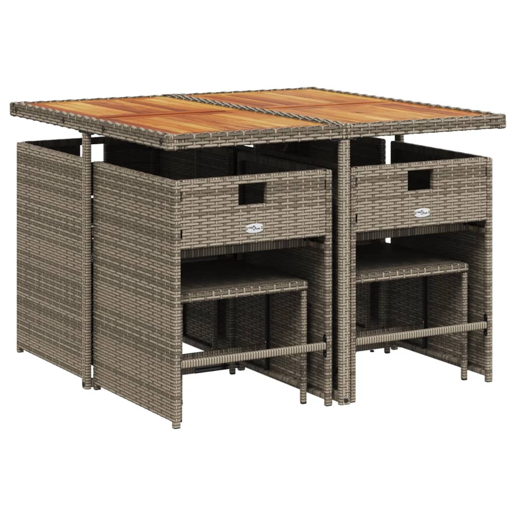 vidaXL Σετ Τραπεζαρίας Κήπου 9 τεμ. Γκρι Συνθ. Ρατάν με Μαξιλάρια