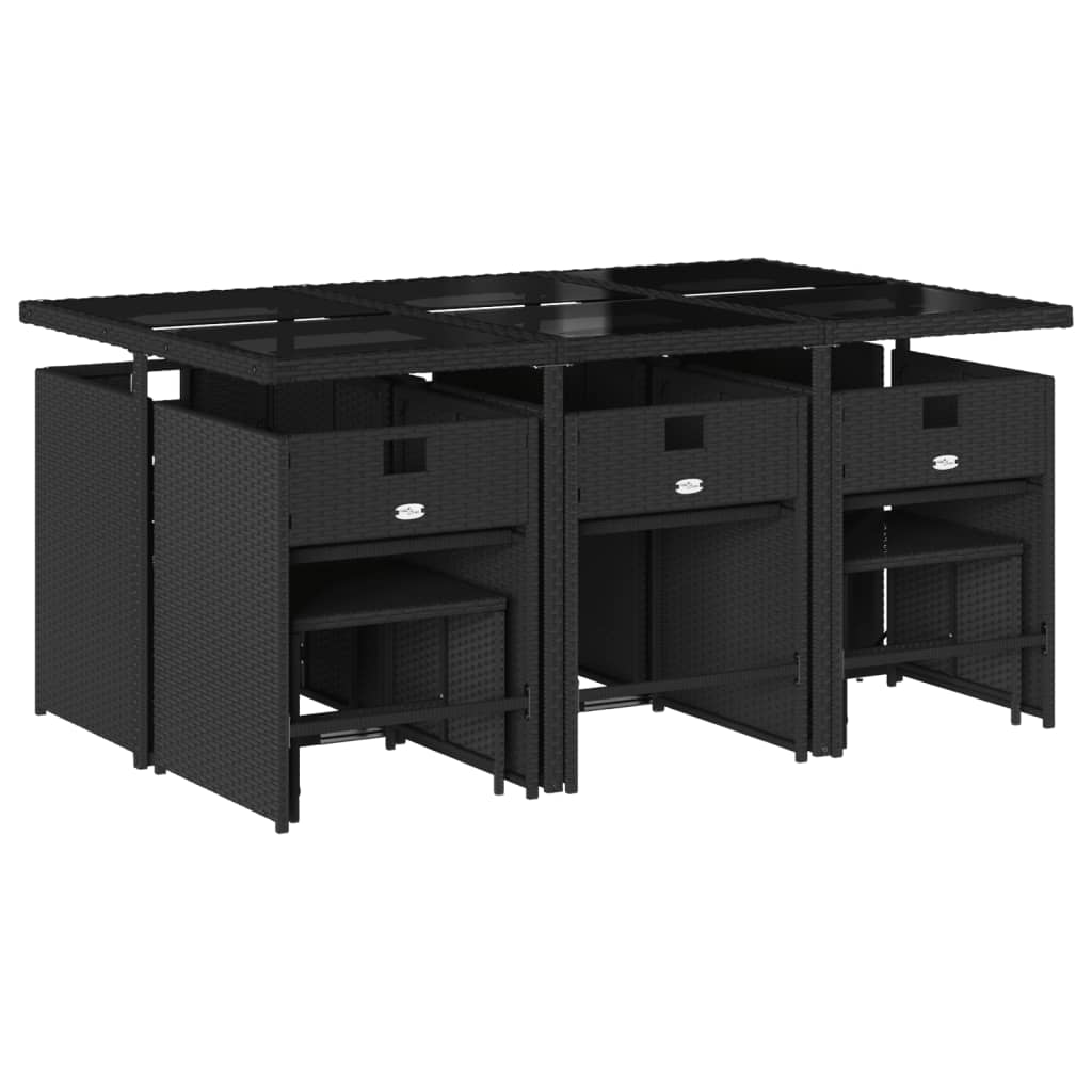 vidaXL Σετ Τραπεζαρίας Κήπου 11 τεμ Μαύρο από Συνθ. Ρατάν με Μαξιλάρια