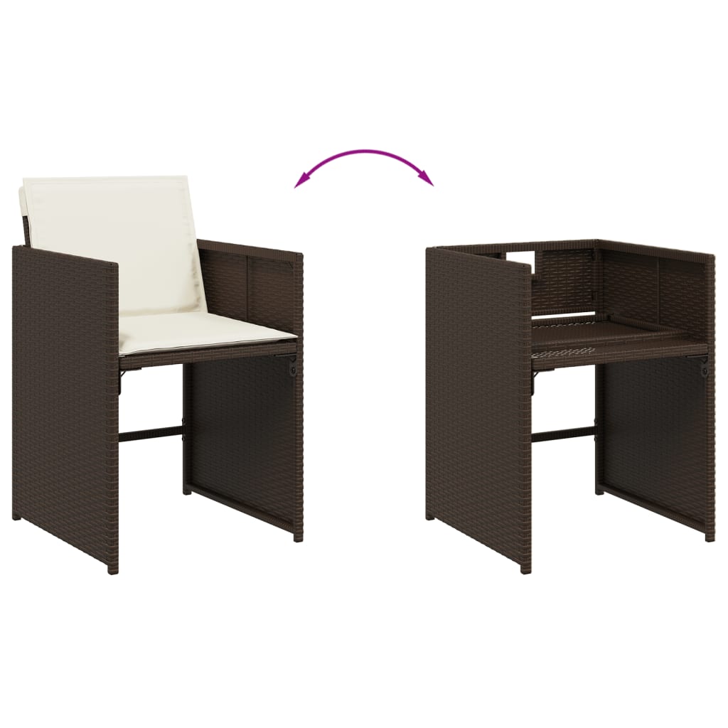 vidaXL Σετ Τραπεζαρίας Κήπου 11 τεμ. Καφέ Συνθετικό Ρατάν με Μαξιλάρια