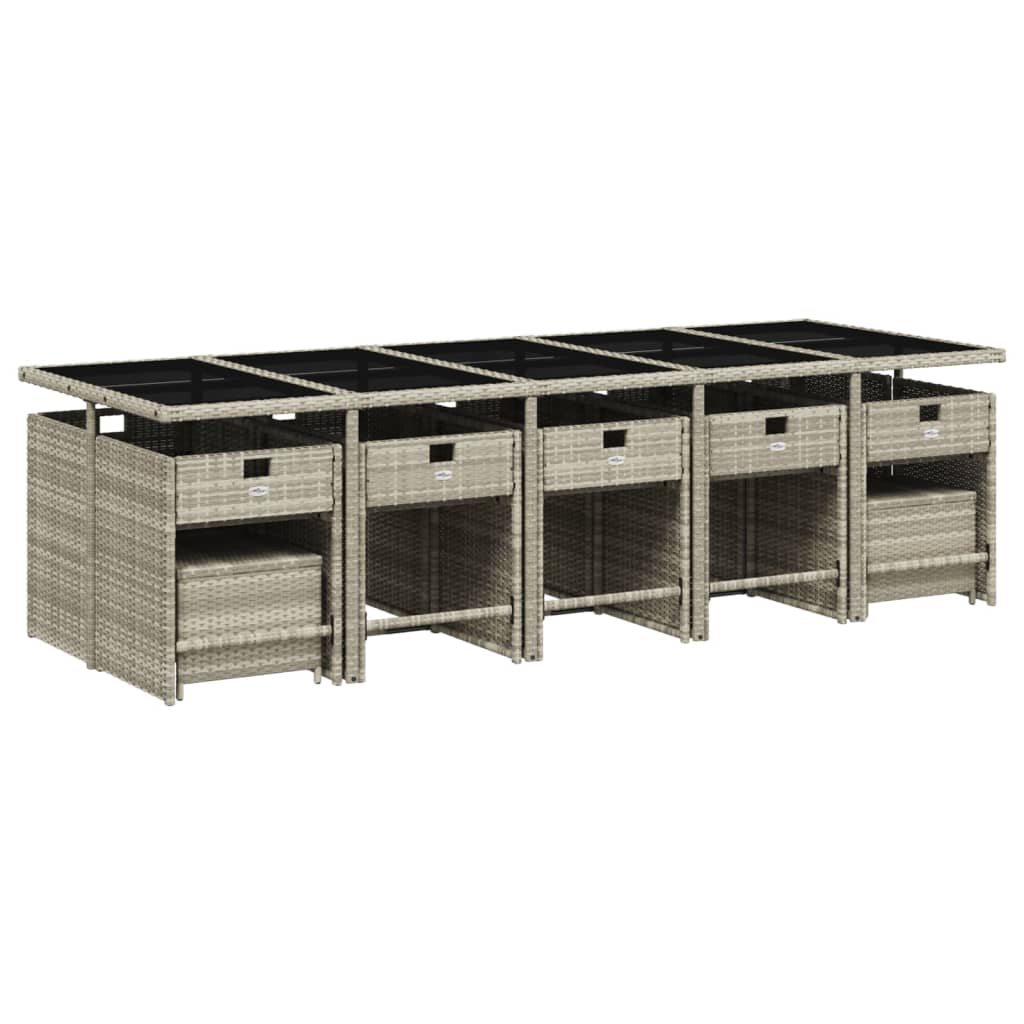 vidaXL Σετ Τραπεζαρίας Κήπου 15 τεμ. Αν. Γκρι Συνθ. Ρατάν με Μαξιλάρια