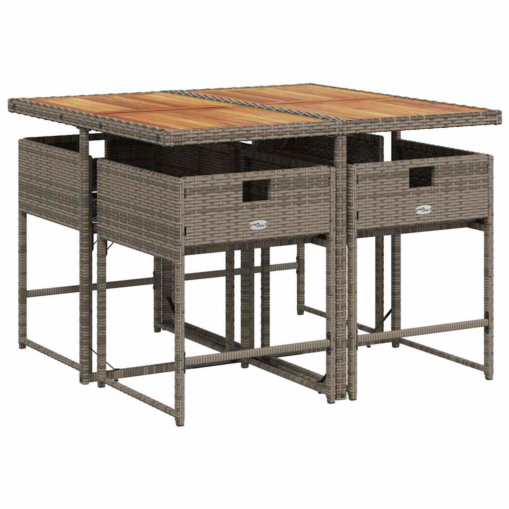 vidaXL Σετ Τραπεζαρίας Κήπου 5 τεμ. Γκρι Συνθ. Ρατάν με Μαξιλάρια