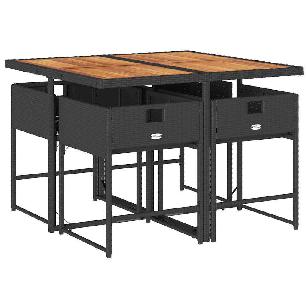 vidaXL Σετ Τραπεζαρίας Κήπου 5 Τεμαχίων Μαύρο Συνθ. Ρατάν με Μαξιλάρια