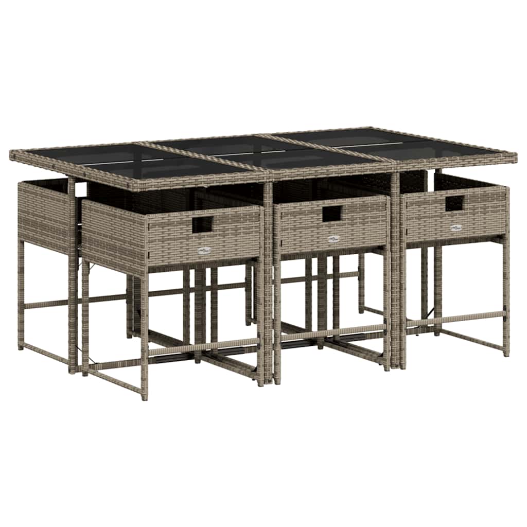 vidaXL Σετ Τραπεζαρίας Κήπου 7 τεμ. Γκρι Συνθ. Ρατάν με Μαξιλάρια