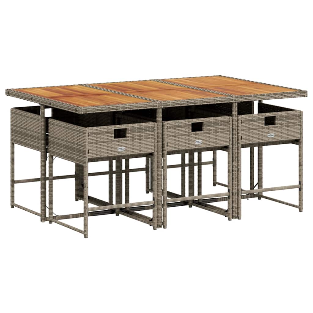 vidaXL Σετ Τραπεζαρίας Κήπου 7 τεμ. Γκρι Συνθ. Ρατάν με Μαξιλάρια