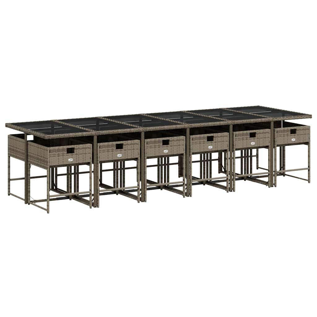 vidaXL Τραπεζαρία Κήπου 13 Τεμαχίων Γκρι Συνθετικό Ρατάν με Μαξιλάρια
