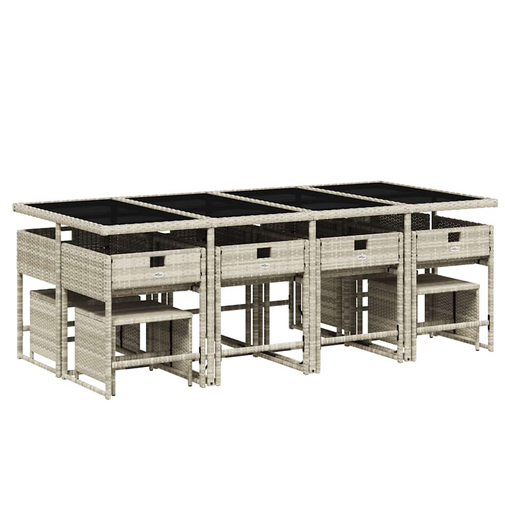 vidaXL Τραπεζαρία Κήπου 13 Τεμαχίων Γκρι Συνθετικό Ρατάν με Μαξιλάρια