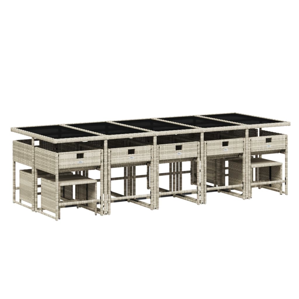 vidaXL Σετ Τραπεζαρίας Κήπου 15 τεμ. Αν. Γκρι Συνθ. Ρατάν με Μαξιλάρια