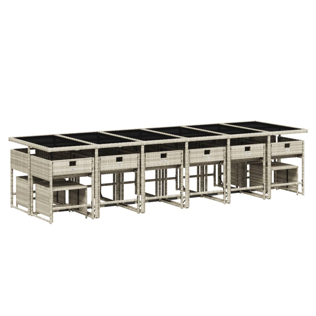 vidaXL Σετ Τραπεζαρίας Κήπου 17 τεμ. Αν. Γκρι Συνθ. Ρατάν με Μαξιλάρια