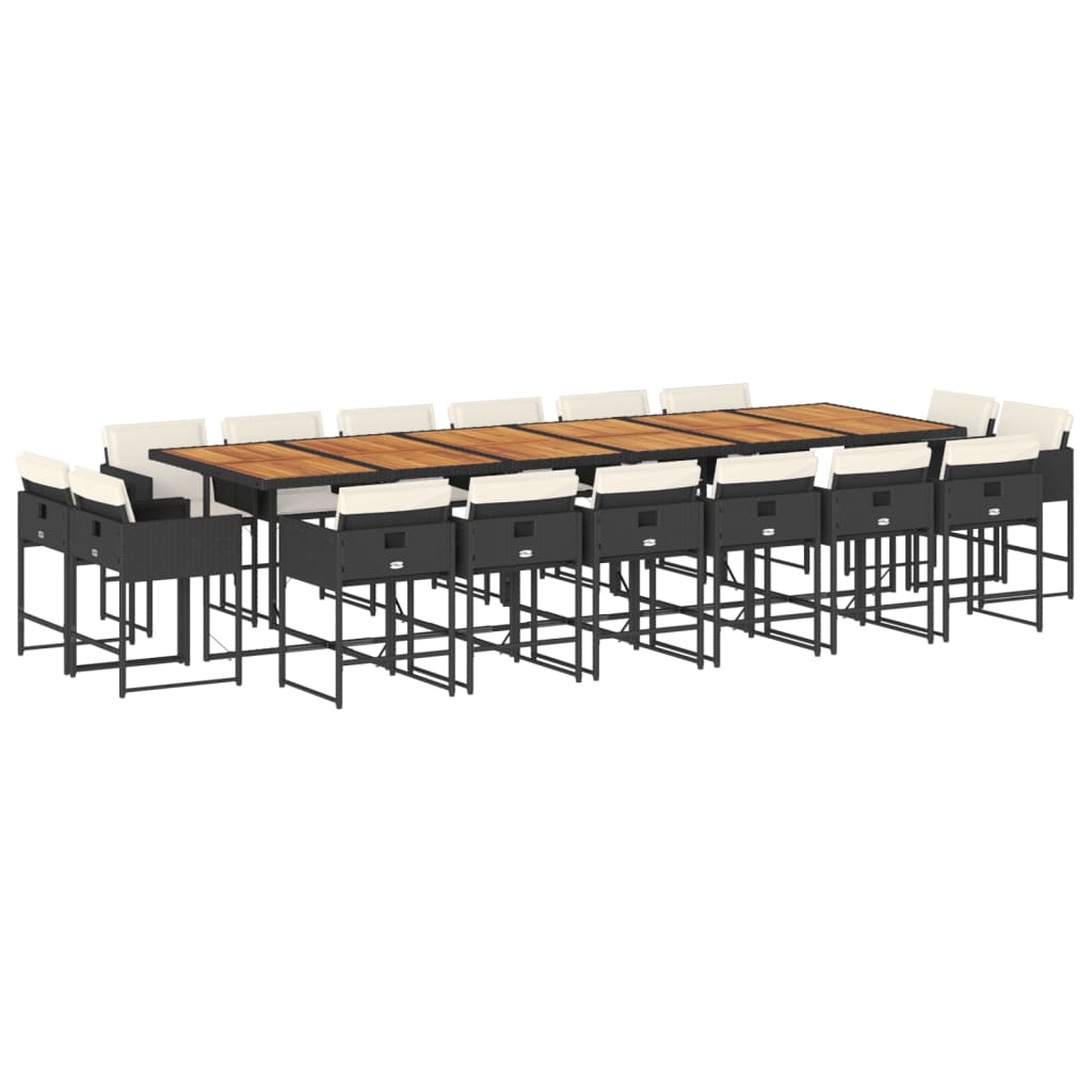 vidaXL Σετ Τραπεζαρίας Κήπου 17 τεμ Μαύρο από Συνθ. Ρατάν με Μαξιλάρια