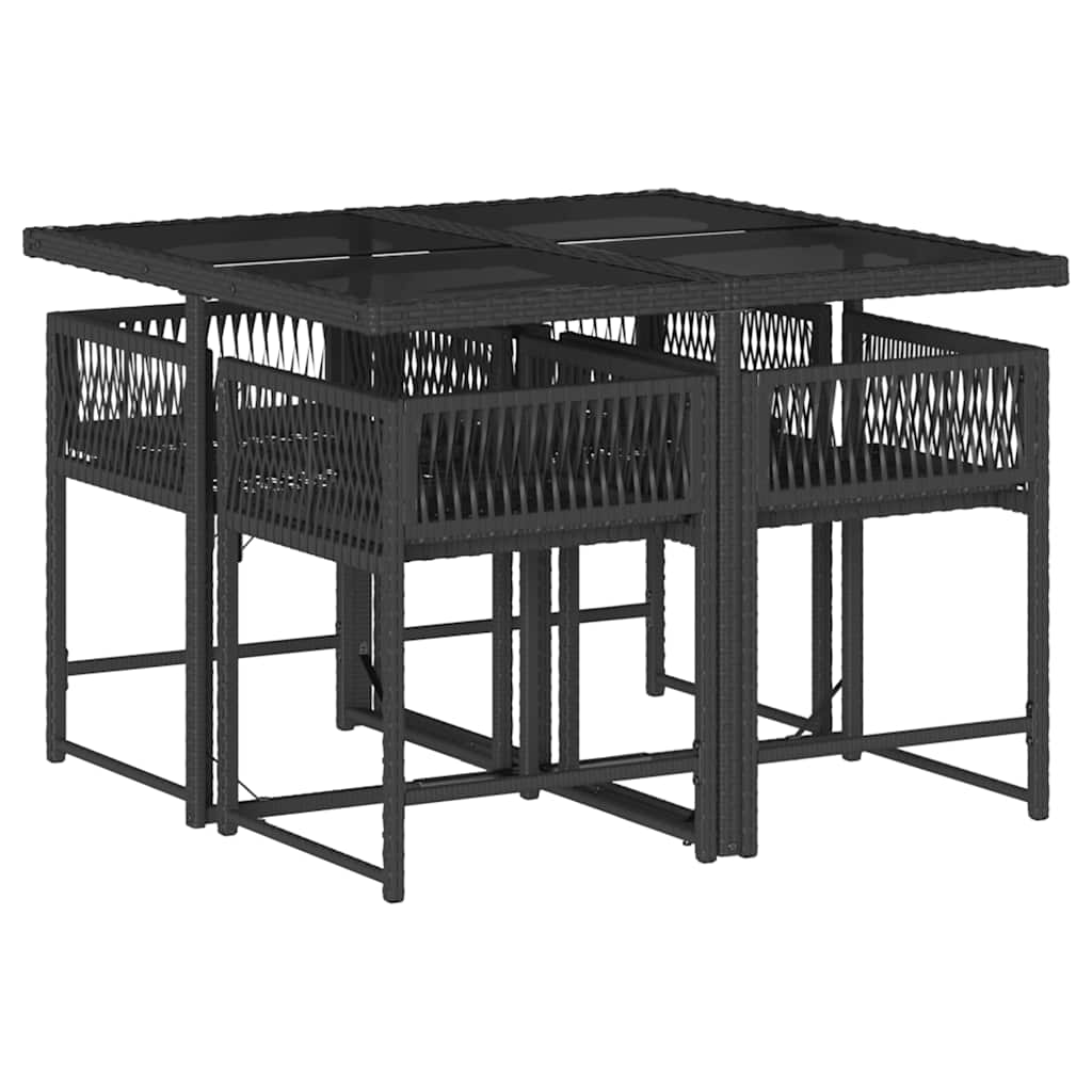 vidaXL Σετ Τραπεζαρίας Κήπου 5 Τεμαχίων Μαύρο Συνθ. Ρατάν με Μαξιλάρια