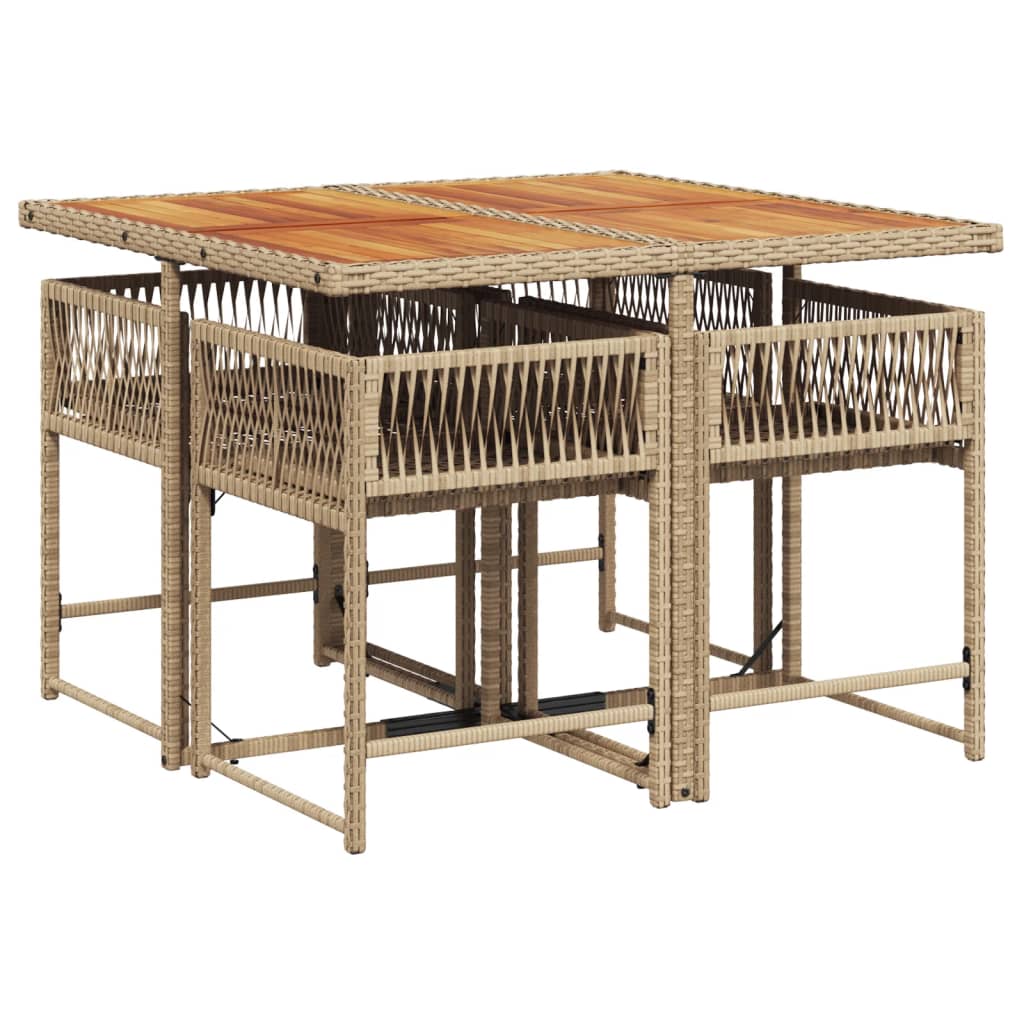 vidaXL Σετ Τραπεζαρίας Κήπου 5 τεμ. Μπεζ Συνθετικό Ρατάν με Μαξιλάρι