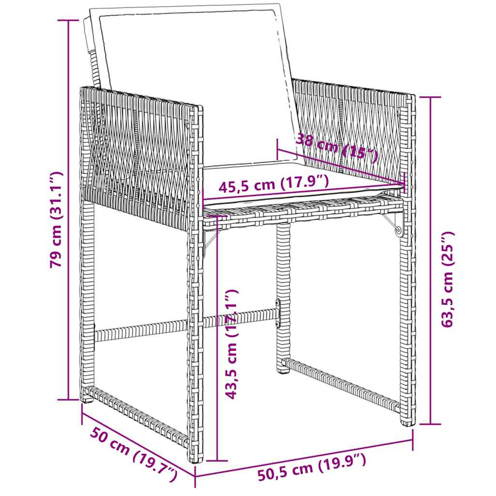 vidaXL Σετ Τραπεζαρίας Κήπου 7 τεμ. Γκρι Συνθ. Ρατάν με Μαξιλάρια