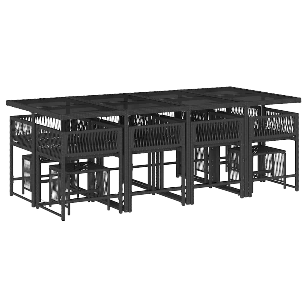 vidaXL Σετ Τραπεζαρίας Κήπου 13τεμ. Μαύρο από Συνθ. Ρατάν με Μαξιλάρια