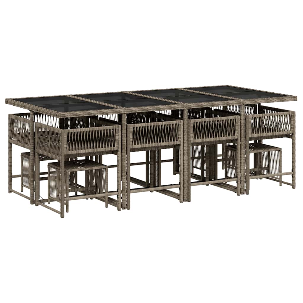 vidaXL Τραπεζαρία Κήπου 13 Τεμαχίων Γκρι Συνθετικό Ρατάν με Μαξιλάρια