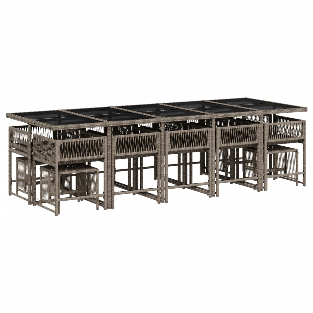 vidaXL Σετ Τραπεζαρίας Κήπου 15 τεμ. Γκρι Συνθετικό Ρατάν με Μαξιλάρια